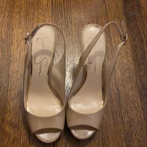 Jessica Simpson Nude Cork Wedge. 4 inch heel.